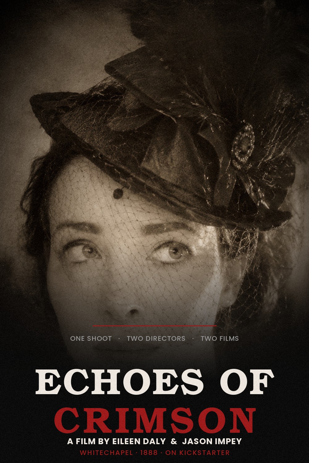 Echoes of Crimson key art — the title cut two ways