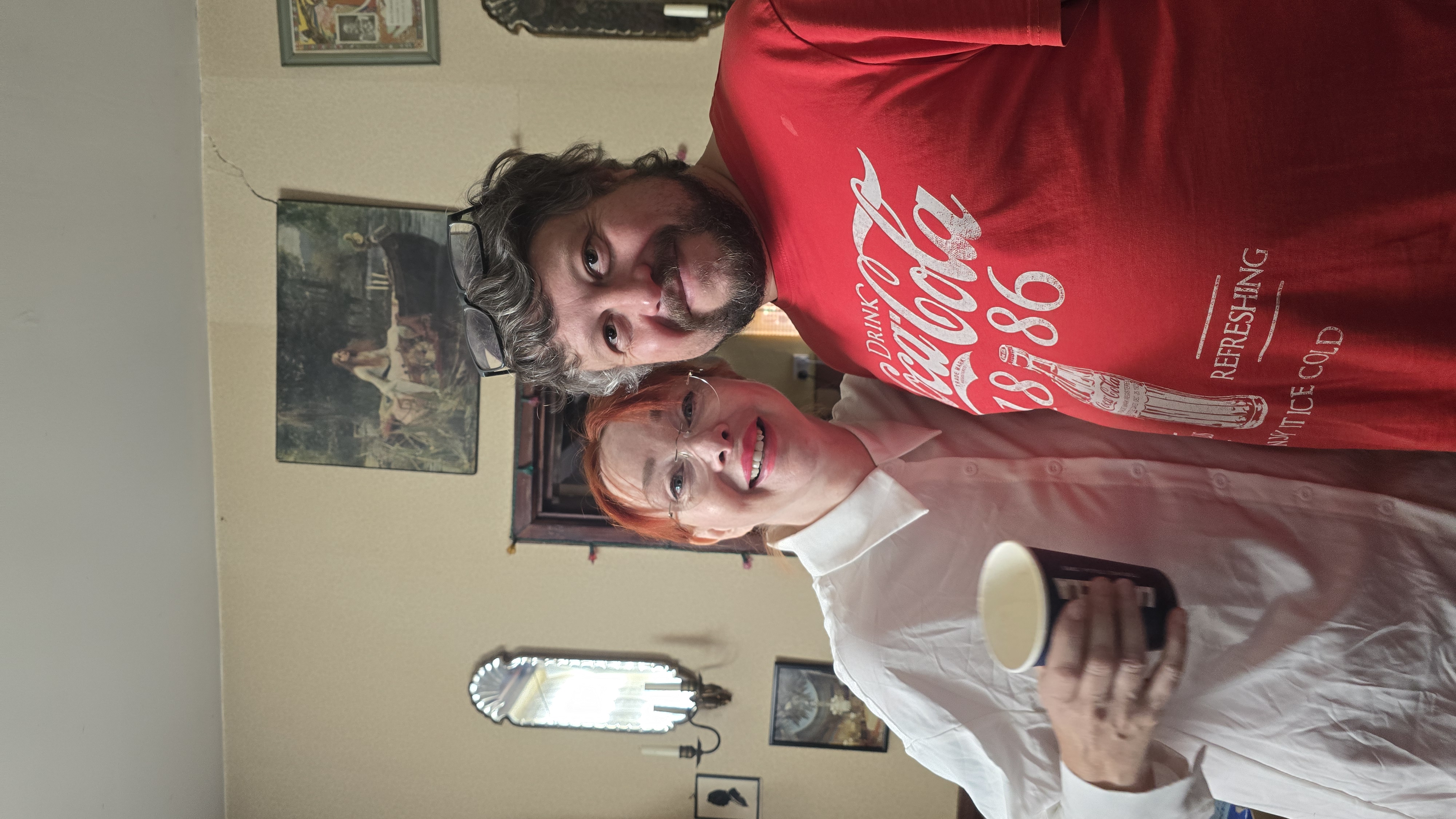 Jason Impey and Eileen Daly on set
